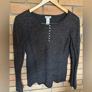 Sundance Quarter Button Homestead Henley Pullover Silk Blend Sweater Size Medium